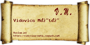 Vidovics Máté névjegykártya