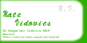 mate vidovics business card